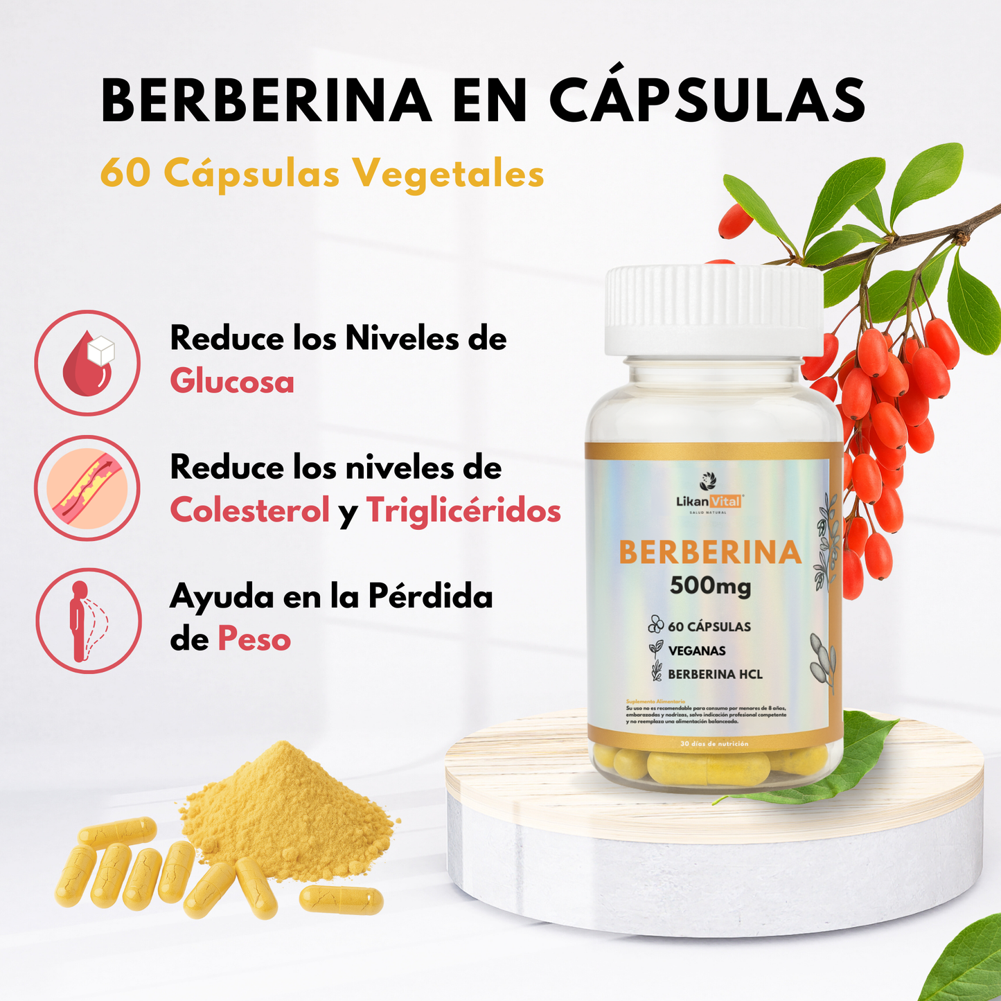 Berberina 500mg - Control Glucosa
