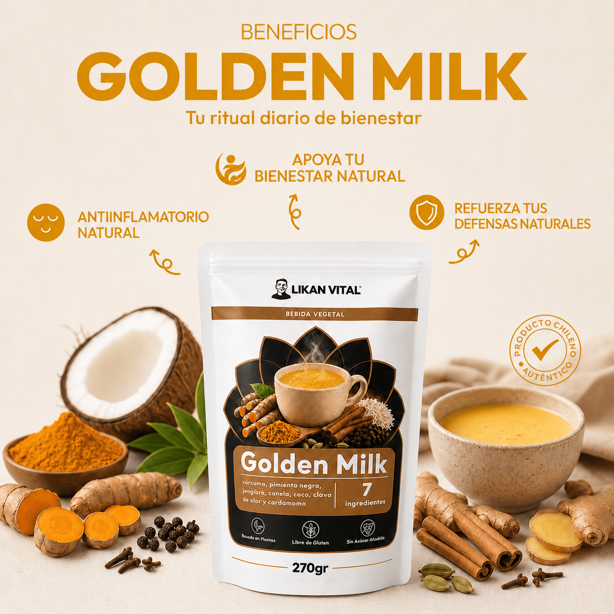 Golden Milk 270gr en Polvo
