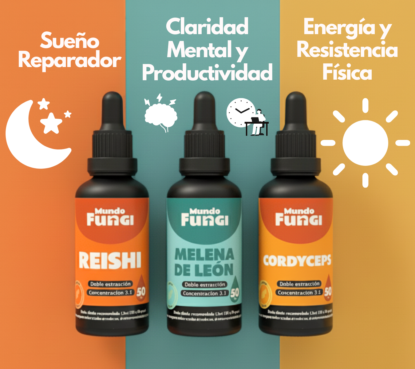 Tripack Cerebro Vital | Melena de león, Cordyceps y Reishi