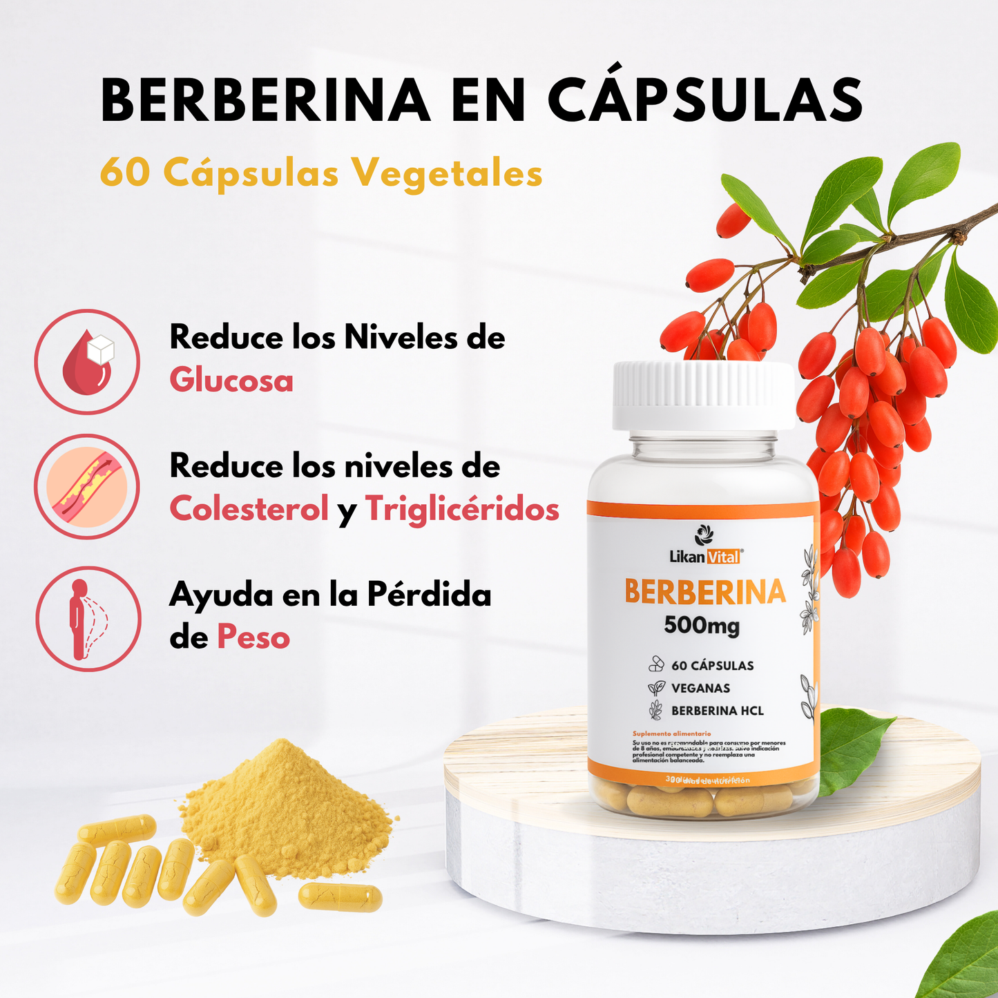 Berberina 500mg - Control Glucosa
