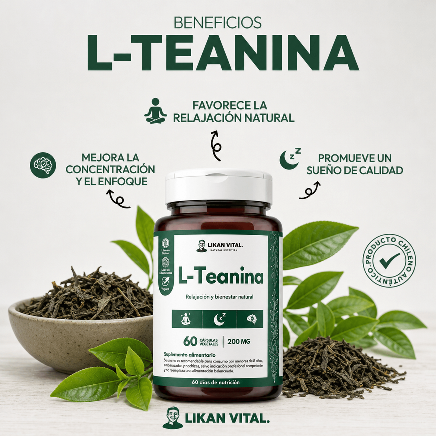 L-Teanina 200mg 60 Cápsulas